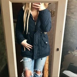 Thick Faux Fur Lined Army Jacket